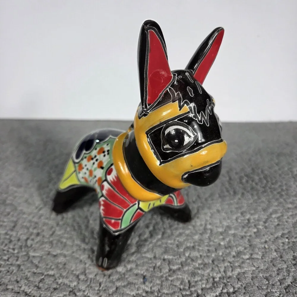 Talavera Donkey Mexican Art Pottery Hand Painted Garden/Home Decor